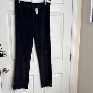 New NWT Royal Matrix Black Velvet Lounge Pants drawstring pull on pants size M